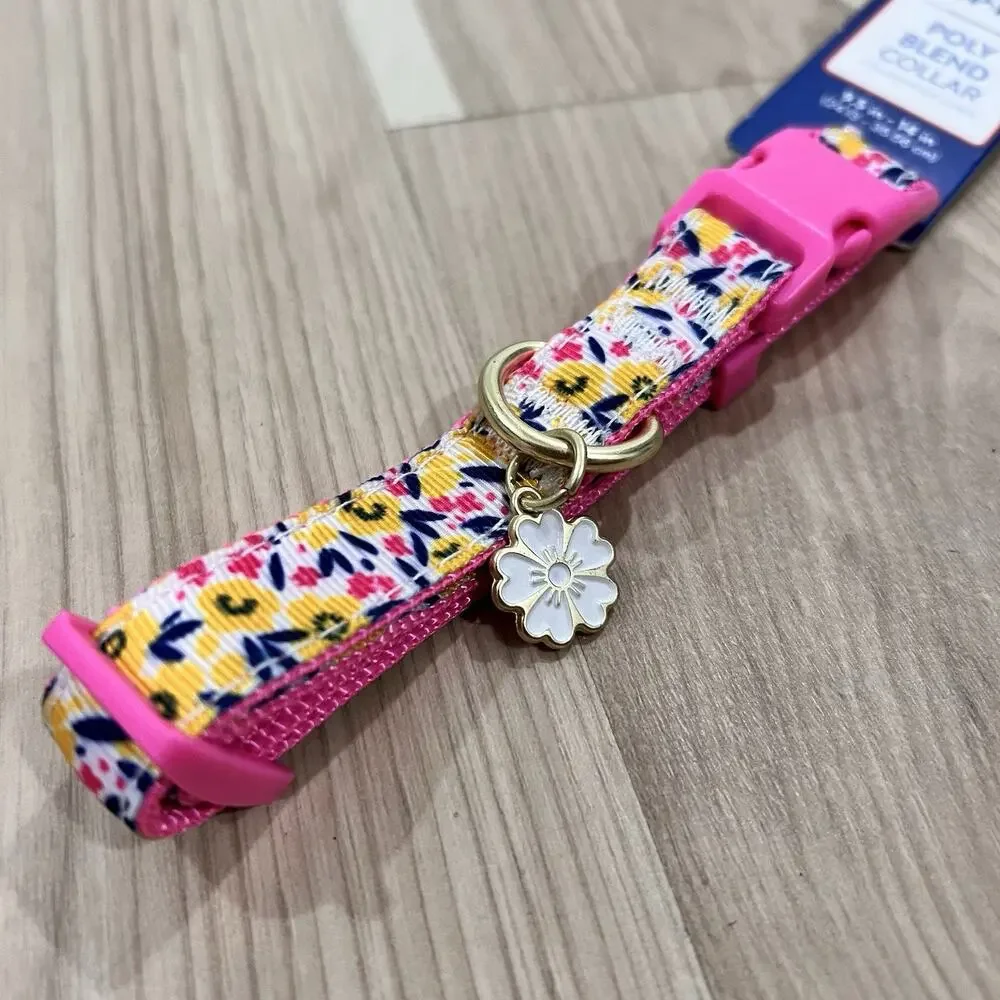 Top Paw Medium Puppy Dog Collar Daisy Cute Flowers Adjustable Comfort Girly